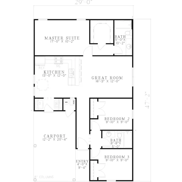 Country House Plan First Floor - Stover Country Ranch Home 055D-0638 - Shop House Plans and More