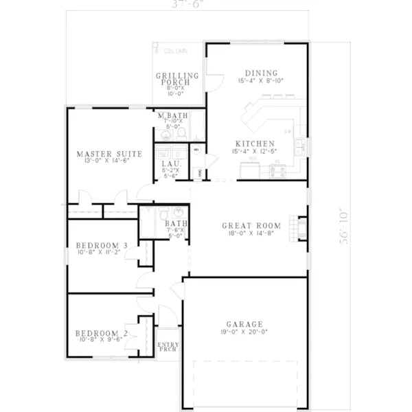 Traditional House Plan First Floor - Stenton Path Ranch Home 055D-0639 - Shop House Plans and More