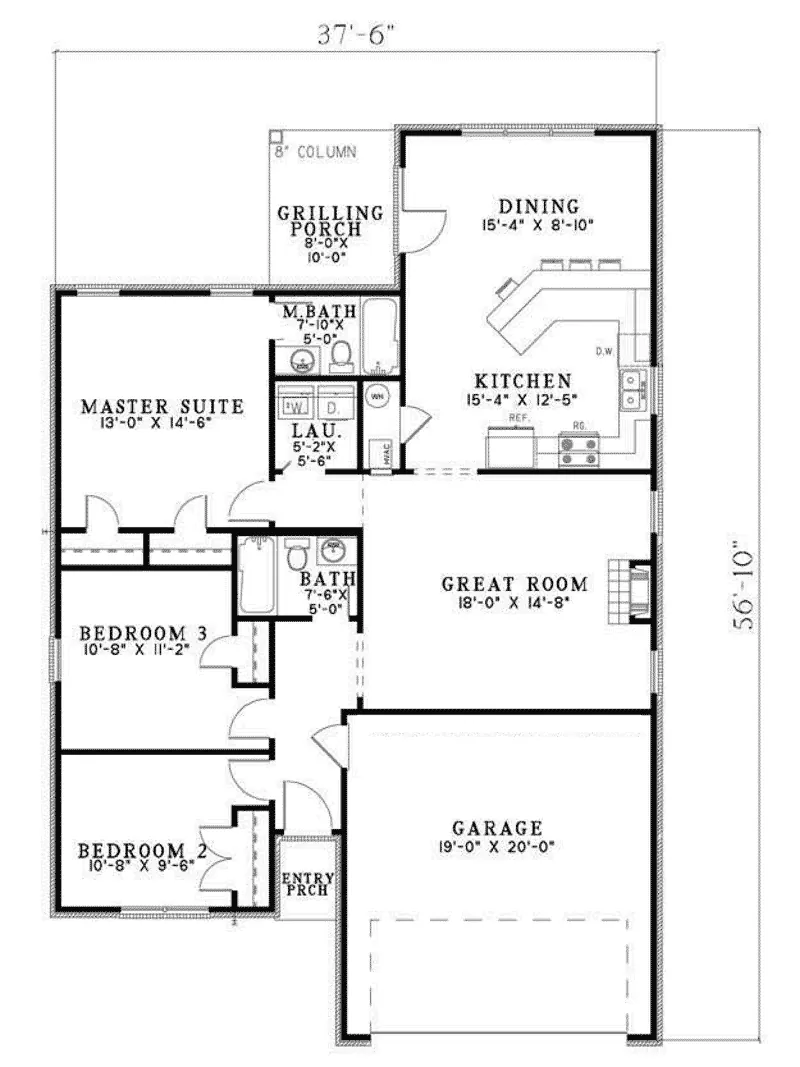 Country House Plan First Floor - Hazelcrest Narrow Lot Home 055D-0640 - Search House Plans and More