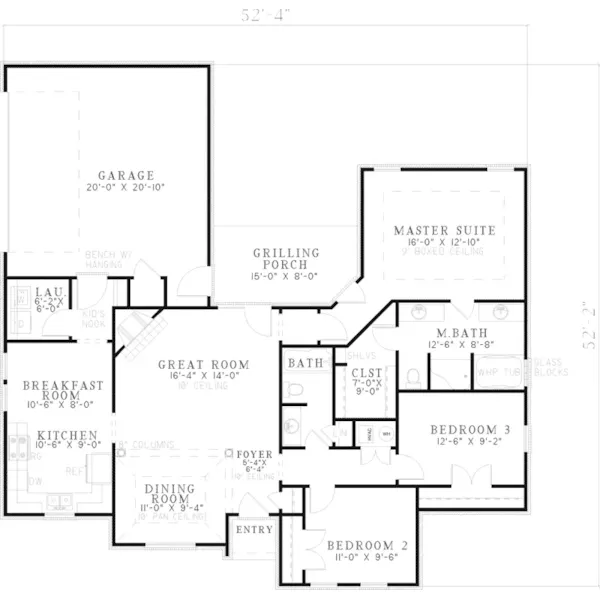 Ranch House Plan First Floor - Otisfield Traditional Ranch Home 055D-0648 - Shop House Plans and More