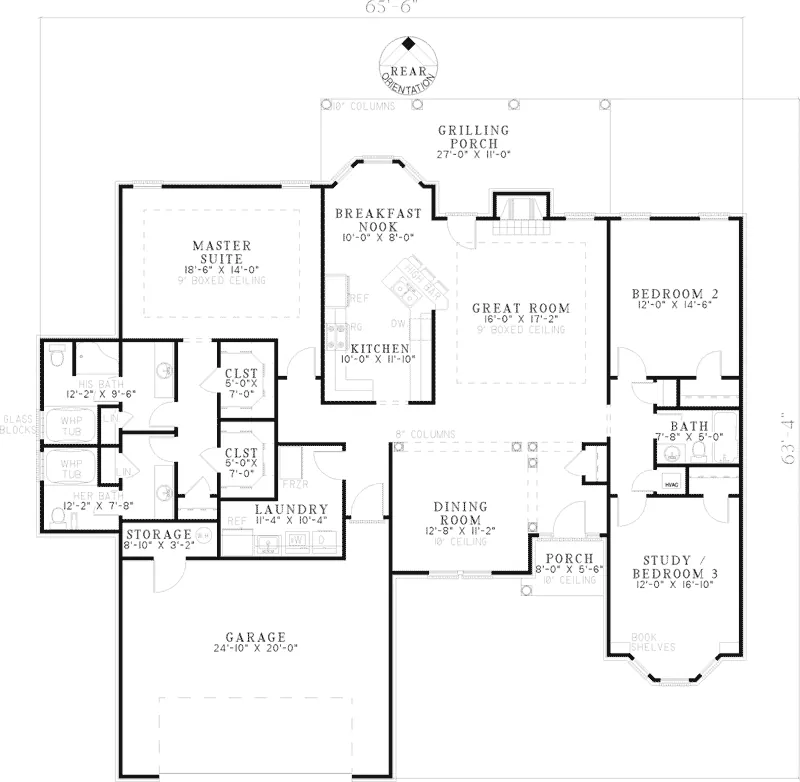 Country House Plan First Floor - Aronson Traditional Home 055D-0649 - Search House Plans and More