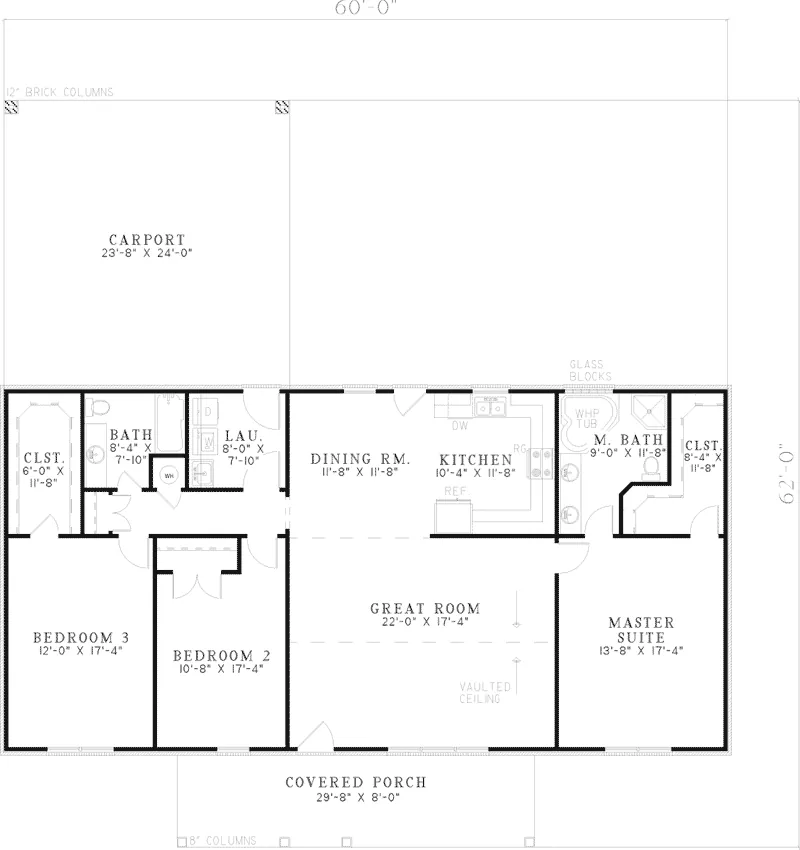 Southern House Plan First Floor - Ferdina Ranch Home 055D-0650 - Search House Plans and More