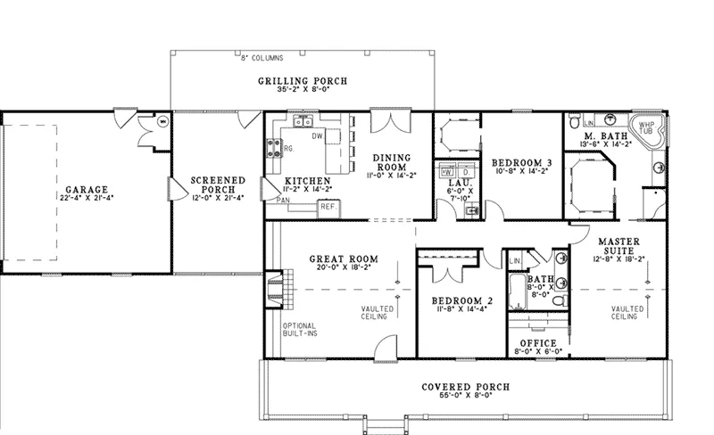 Farmhouse Plan First Floor - Lansing Hill Country Home 055D-0651 - Shop House Plans and More