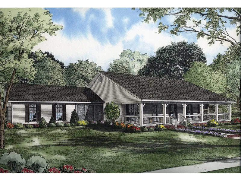 Farmhouse Plan Front Image - Lansing Hill Country Home 055D-0651 - Shop House Plans and More