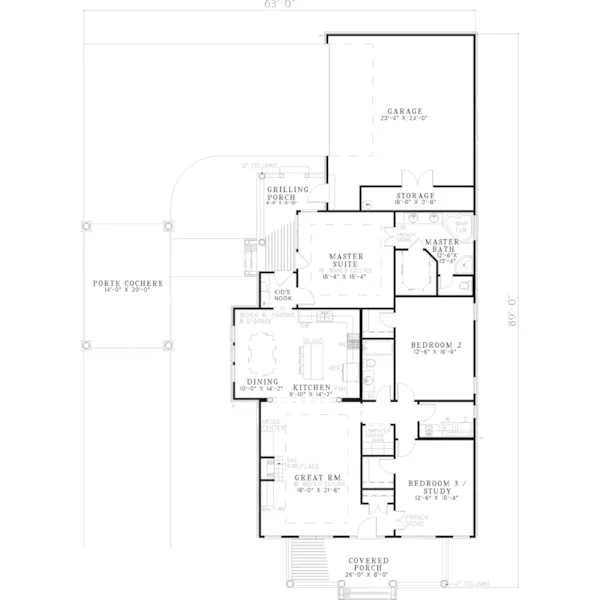 Country House Plan First Floor - Collette Country Home 055D-0657 - Search House Plans and More