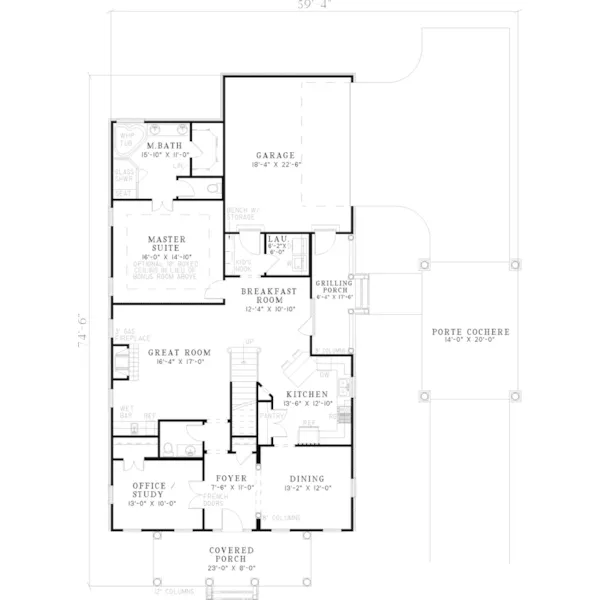 Neoclassical House Plan First Floor - Cedarshade Country Home 055D-0661 - Search House Plans and More