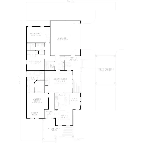 Saltbox House Plan First Floor - Shiloh Hill Country Home 055D-0664 - Shop House Plans and More