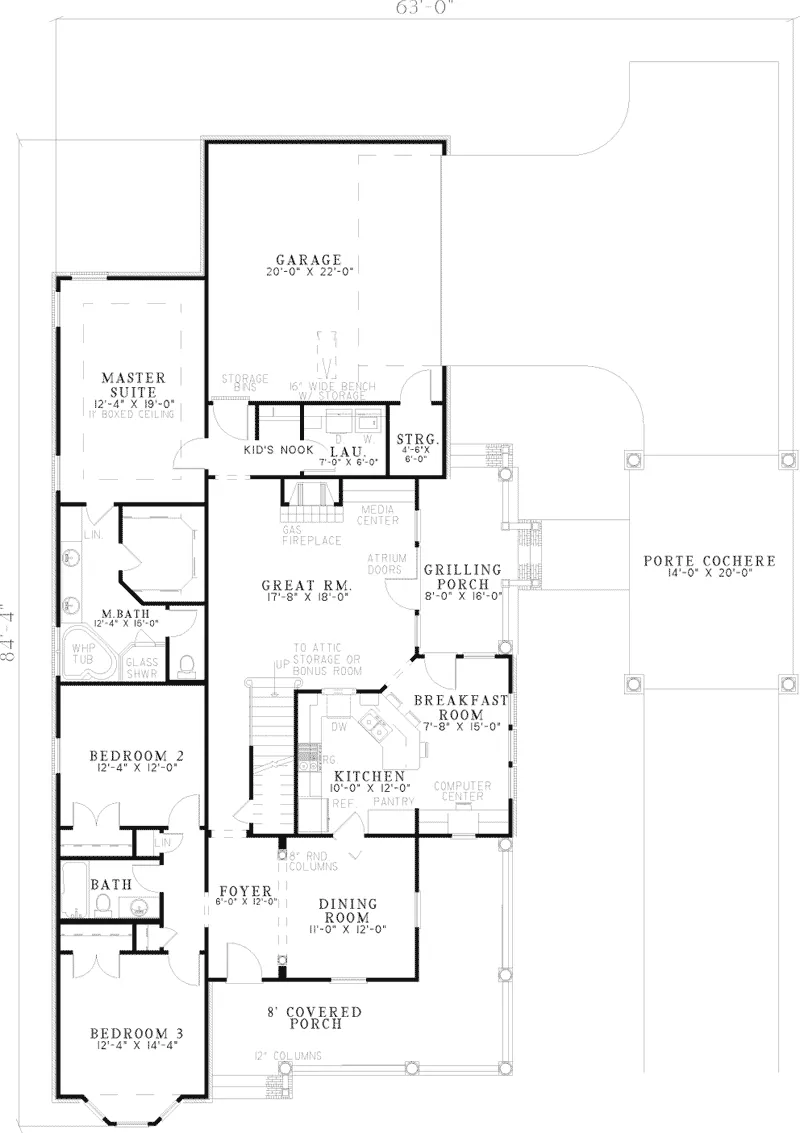 Farmhouse Plan First Floor - Nancy Place Country Home 055D-0665 - Shop House Plans and More