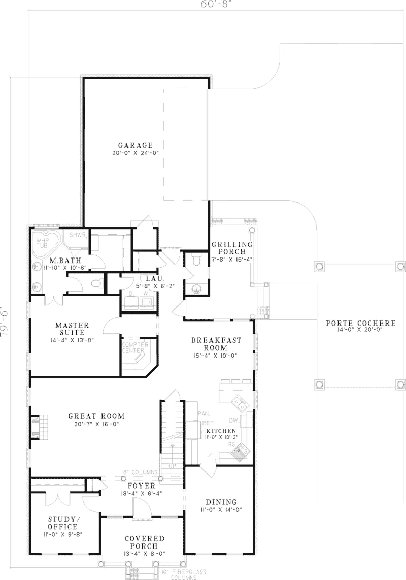 Colonial House Plan First Floor - Sunset Pointe Colonial Home 055D-0667 - Shop House Plans and More