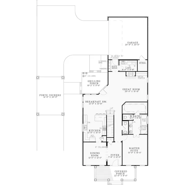 Georgian House Plan First Floor - Wedgerock Georgian Style Home 055D-0668 - Shop House Plans and More