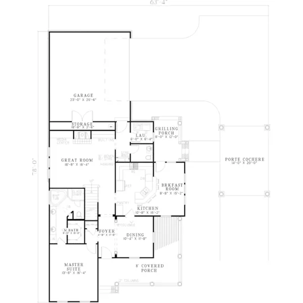 Colonial House Plan First Floor - Felix Traditional Home 055D-0669 - Search House Plans and More