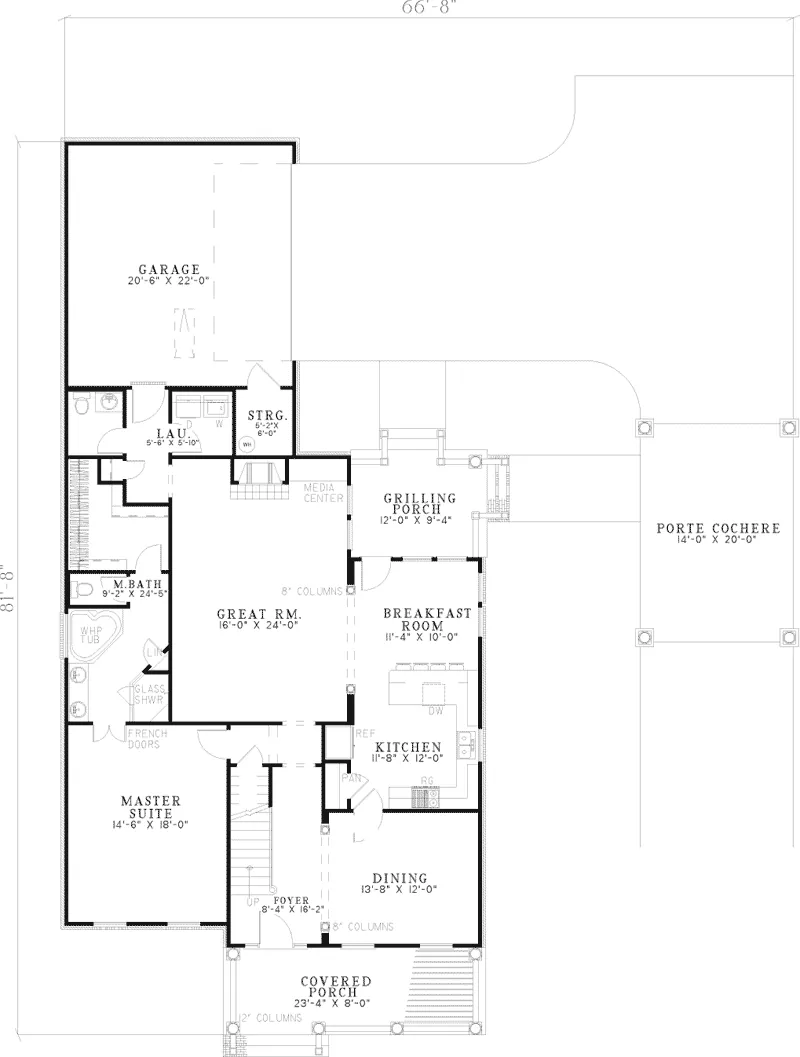 Southern House Plan First Floor - Hallstadt Country Home 055D-0670 - Search House Plans and More