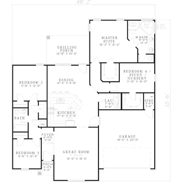 Traditional House Plan First Floor - Carmen Ranch Home 055D-0673 - Search House Plans and More