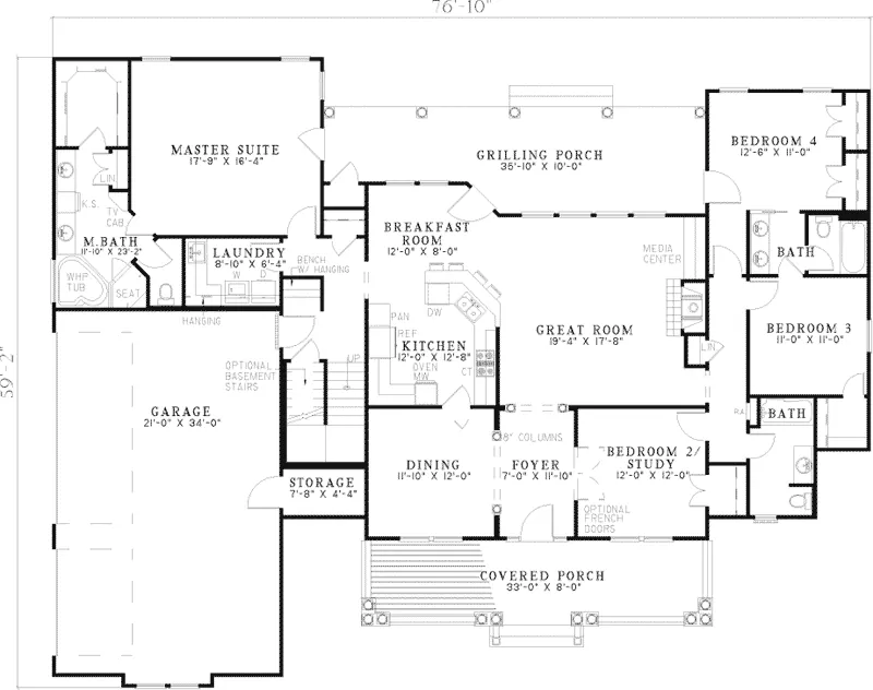 Acadian House Plan First Floor - Stonehart Country Home 055D-0675 - Shop House Plans and More