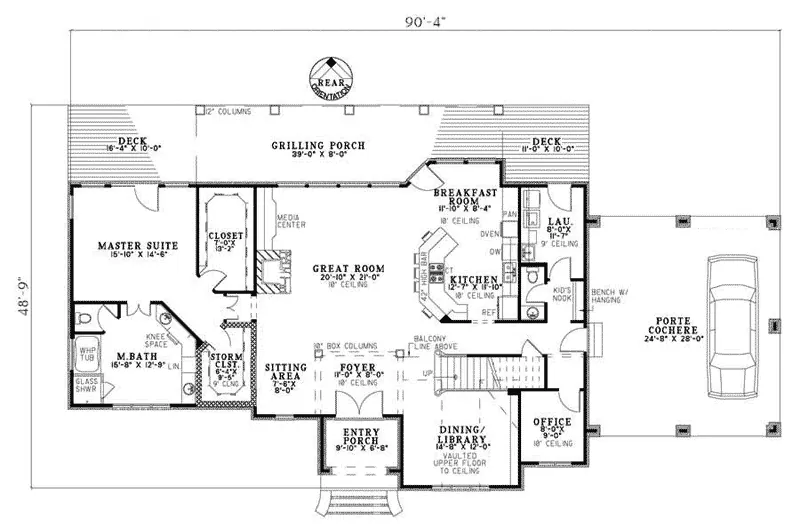 Country House Plan First Floor - Ranchtrail European Home 055D-0679 - Shop House Plans and More