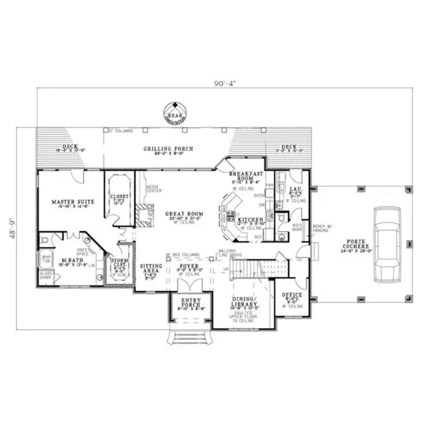 Shingle House Plan First Floor - Ranchtrail European Home 055D-0679 - Shop House Plans and More