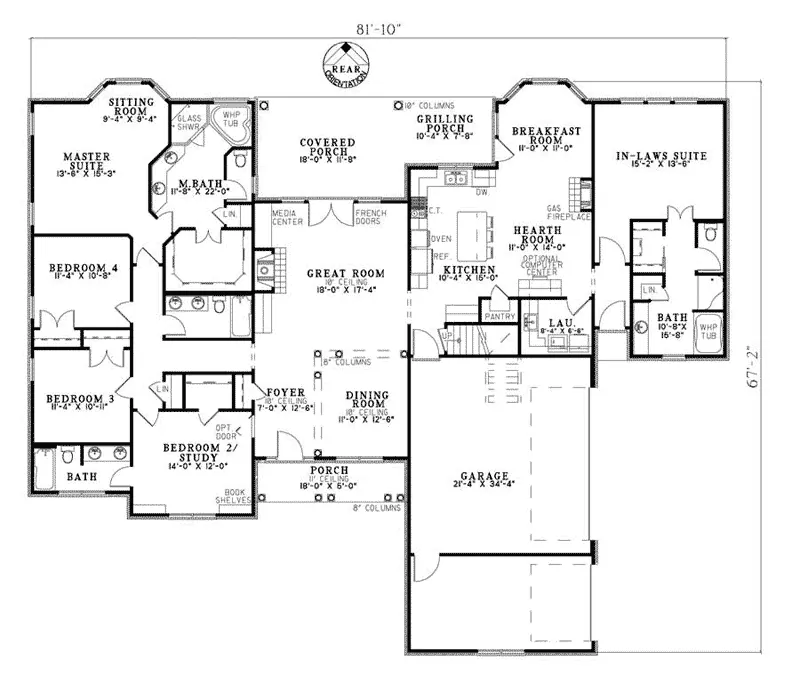 Traditional House Plan First Floor - Reynard Country Home 055D-0682 - Shop House Plans and More