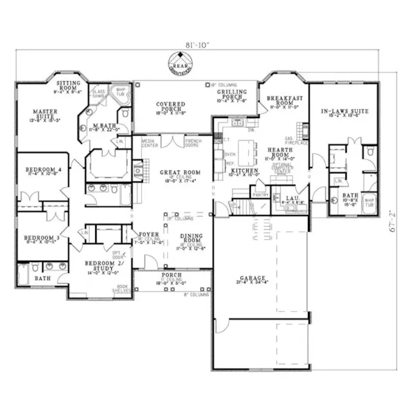 Ranch House Plan First Floor - Reynard Country Home 055D-0682 - Shop House Plans and More