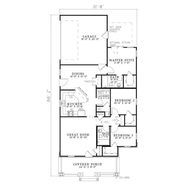 Peartree Place Narrow Lot Home Plan 055D-0684 - Shop House Plans and More