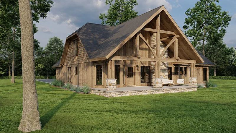 Country House Plan Rear Photo 03 - Towerwood Rustic Log Home 055D-0686 - Shop House Plans and More
