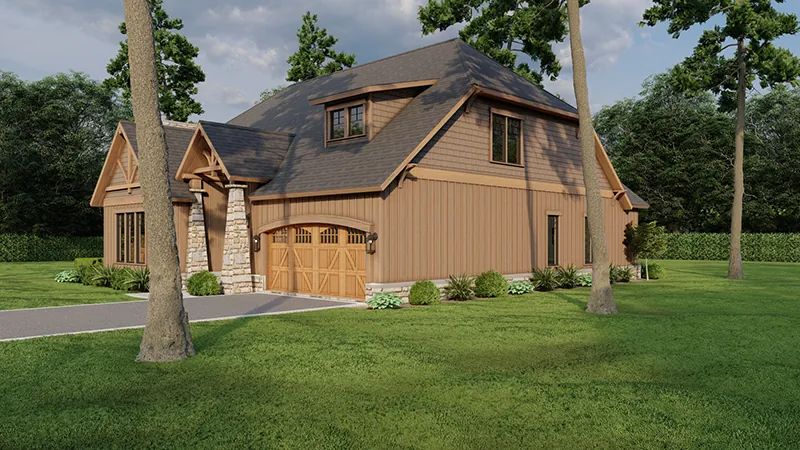Tudor House Plan Front Photo 03 - Eathan Rustic Log Home 055D-0687 - Search House Plans and More
