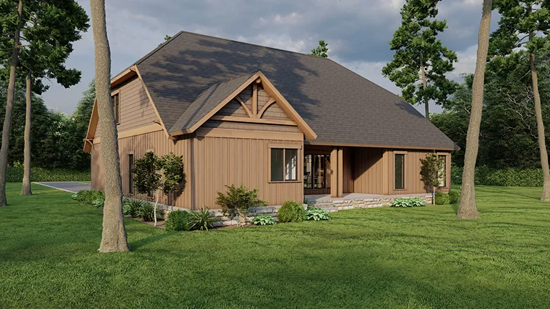 Vacation House Plan Rear Photo 03 - Eathan Rustic Log Home 055D-0687 - Search House Plans and More