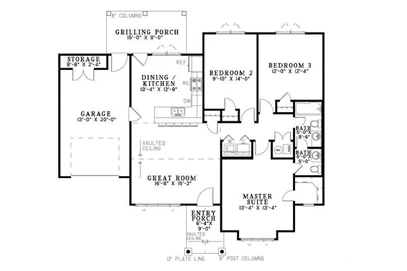 Southern House Plan First Floor - Bogey Hill Rustic Home 055D-0688 - Search House Plans and More
