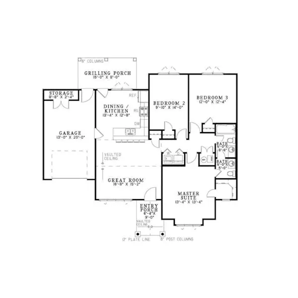 Cabin & Cottage House Plan First Floor - Bogey Hill Rustic Home 055D-0688 - Search House Plans and More