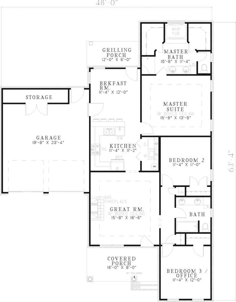 Country House Plan First Floor - Driftwood Ranch Home 055D-0732 - Search House Plans and More