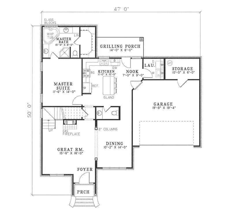 Country House Plan First Floor - Caroline Creek Country Home 055D-0733 - Search House Plans and More