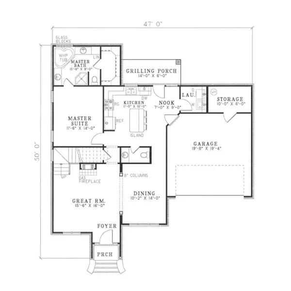 Country House Plan First Floor - Caroline Creek Country Home 055D-0733 - Search House Plans and More