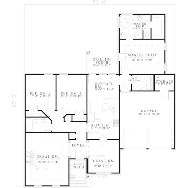 Traditional House Plan First Floor - Humboldt Trace Ranch Home 055D-0735 - Search House Plans and More