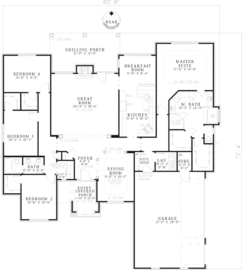 Ranch House Plan First Floor - Gilbert Brick Ranch Home 055D-0739 - Search House Plans and More