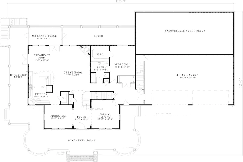 Traditional House Plan First Floor - Keaton Plantation Luxury Home 055D-0745 - Search House Plans and More