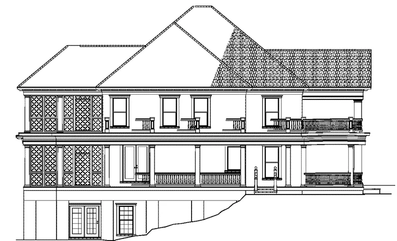 Plantation House Plan Left Elevation - Keaton Plantation Luxury Home 055D-0745 - Search House Plans and More