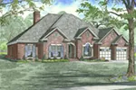 Traditional House Plan Front Image - Luxury One-Story House | Traditional Ranch House