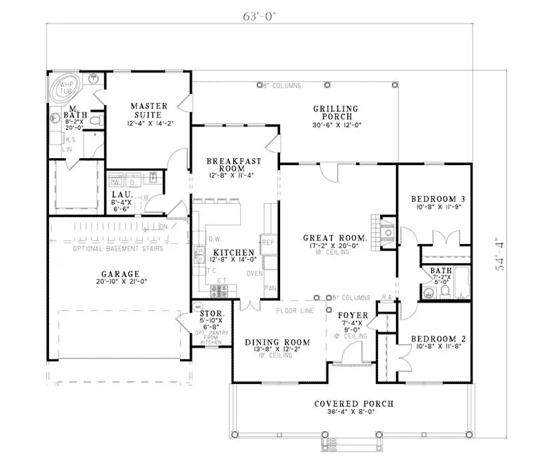 Country House Plan First Floor - Stemwood Country Ranch Home 055D-0758 - Shop House Plans and More