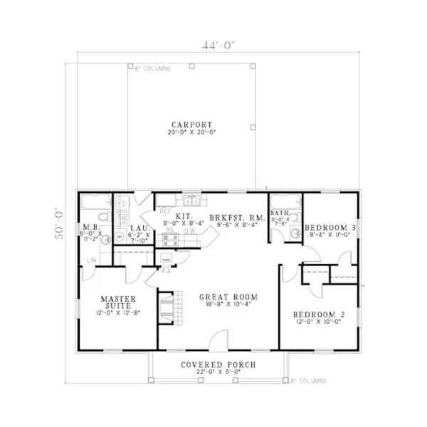 Traditional House Plan First Floor - Pagewood Country Ranch Home 055D-0760 - Shop House Plans and More