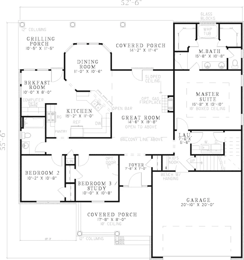 Ranch House Plan First Floor - Country Pointe Country Home 055D-0763 - Search House Plans and More