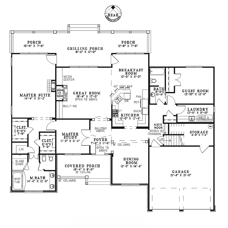 Traditional House Plan First Floor - Millstream Shingle Country Home 055D-0765 - Shop House Plans and More