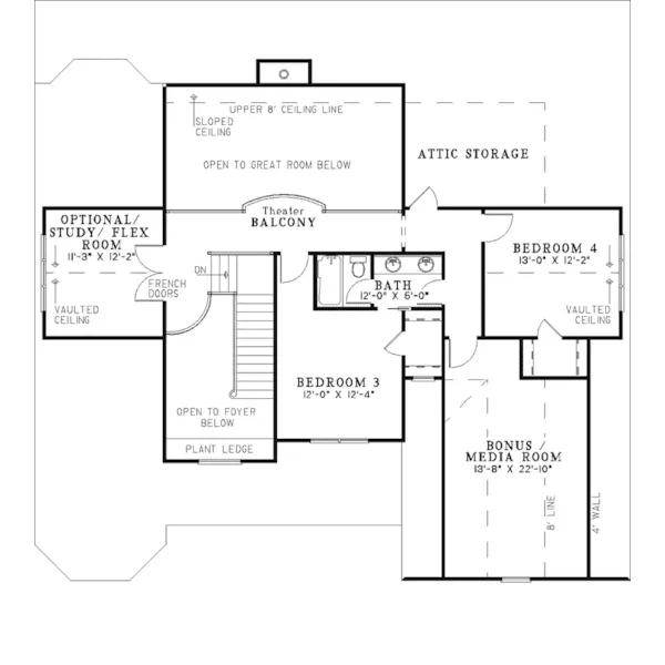 Traditional House Plan Second Floor - Milan Shingle Farmhouse 055D-0766 - Shop House Plans and More