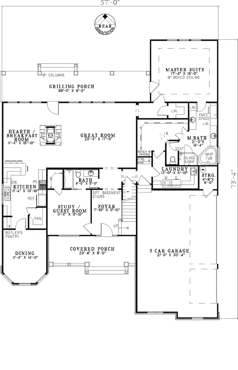 Shingle House Plan First Floor - Nolands Point Shingle Farmhouse 055D-0767 - Shop House Plans and More