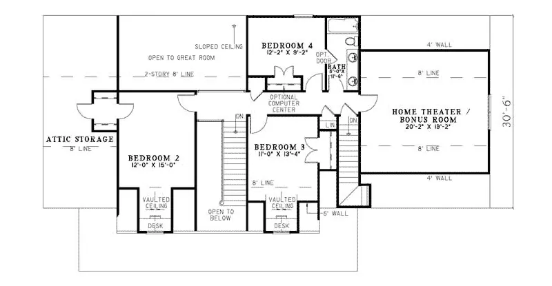 Traditional House Plan Second Floor - Bronson Farm Country Home 055D-0773 - Search House Plans and More