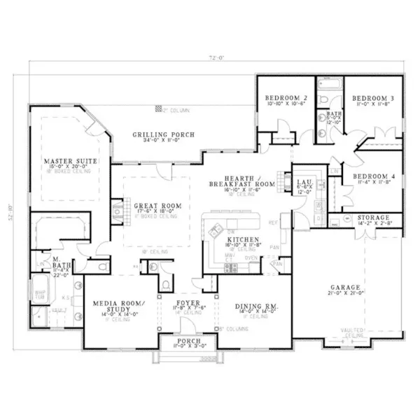 Ranch House Plan First Floor - Bonaventure Place Ranch Home 055D-0774 - Search House Plans and More