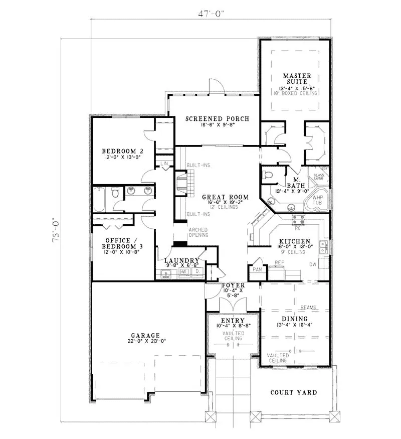 Ranch House Plan First Floor - Berrybridge Cove Sunbelt Home 055D-0778 - Search House Plans and More