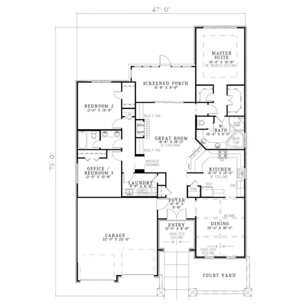 Sunbelt House Plan First Floor - Berrybridge Cove Sunbelt Home 055D-0778 - Search House Plans and More