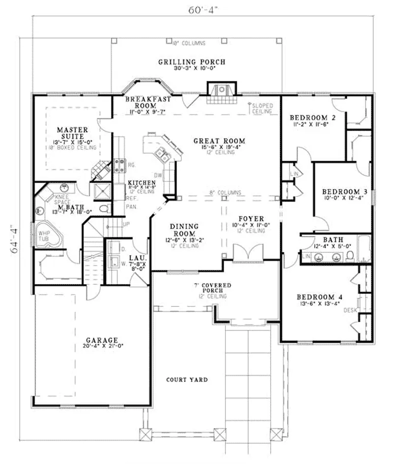 Rustic House Plan First Floor - Montreaux Rustic Home 055D-0782 - Shop House Plans and More
