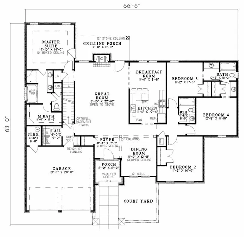 Contemporary House Plan First Floor - Bertrand Woods Rustic Home 055D-0783 - Search House Plans and More