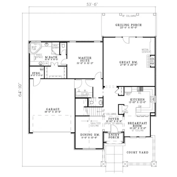 Contemporary House Plan First Floor - Manor Lake Rustic Home 055D-0784 - Shop House Plans and More