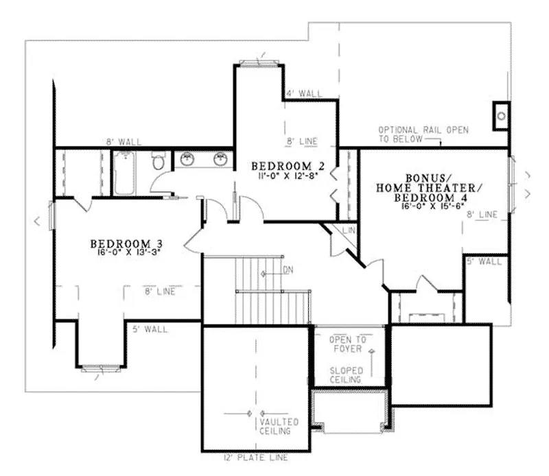 Contemporary House Plan Second Floor - Manor Lake Rustic Home 055D-0784 - Shop House Plans and More